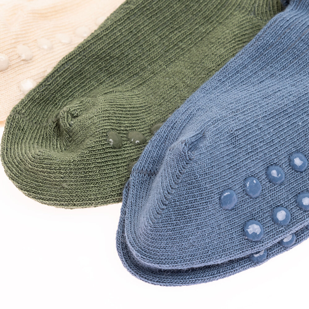 Unisex Kaşkorse Düz Renk 3lü  Kıvrık Çorap Unisex