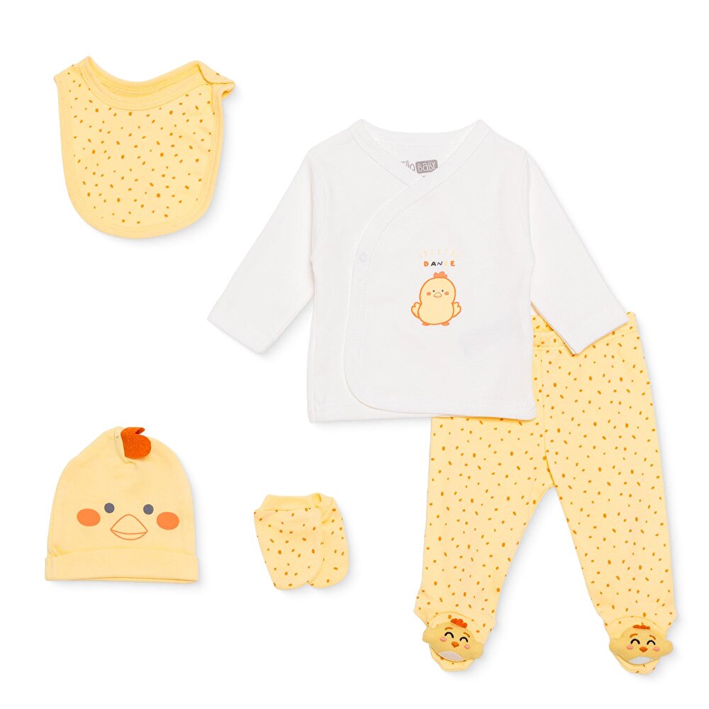 Unisex Yenidoğan 5li Askı Hastane Çıkışı İnterlok Zarf Yaka Uzun Kol Patikli Paça