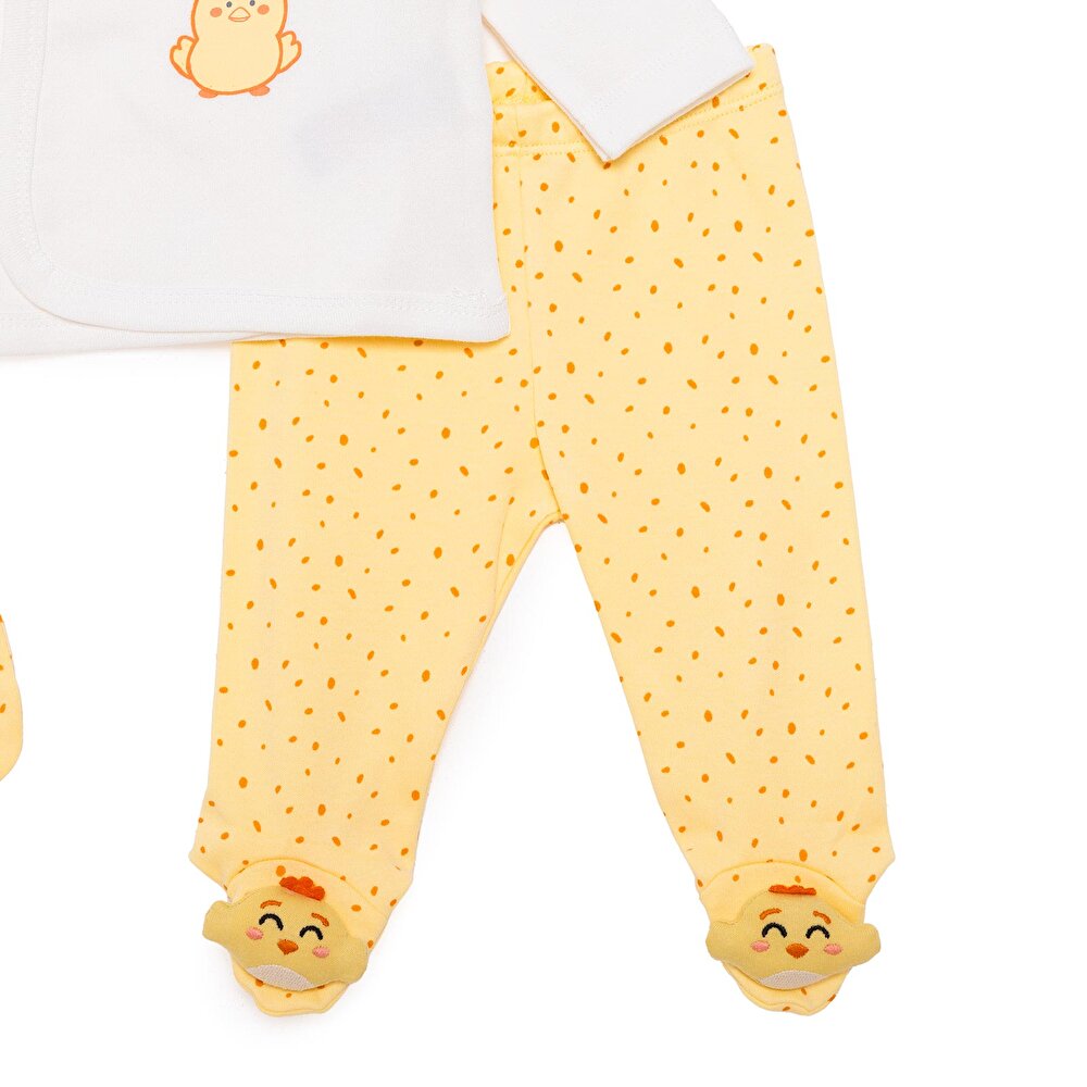 Unisex Yenidoğan 5li Askı Hastane Çıkışı İnterlok Zarf Yaka Uzun Kol Patikli Paça