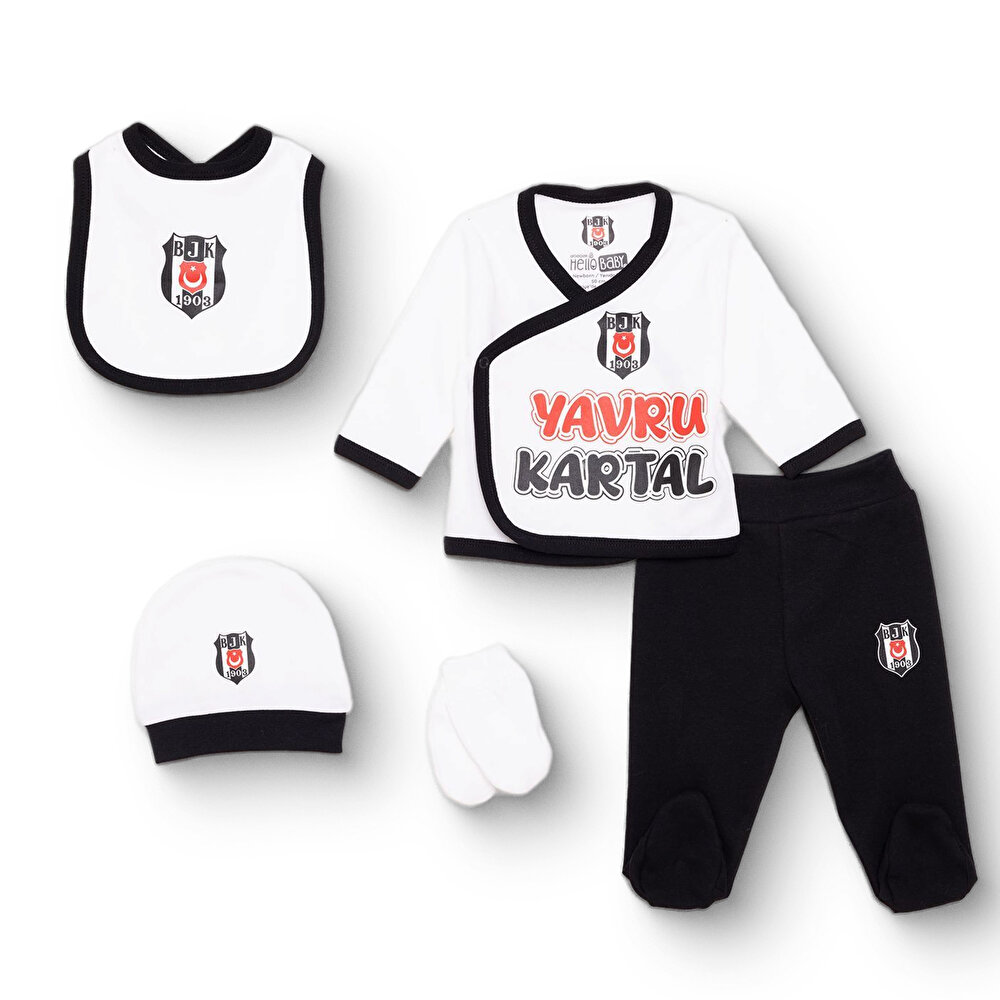 Unisex Yenidoğan 5li Askı Hastane Çıkışı İnterlok Zarf Yaka Uzun Kol Patikli Paça