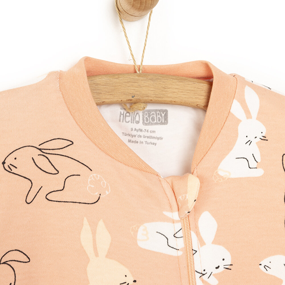 Kız Bebek Uyku Tulum İnterlok Fermuarlı 1  Tog Bisiklet Yaka Uzun Kol