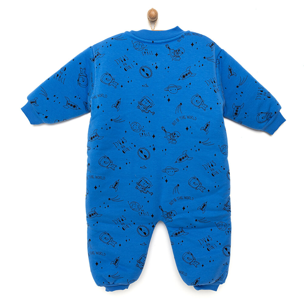 Erkek Bebek Uyku Tulum İnterlok Uzay Desenli Fermuarlı 2,5 Tog Uzun Kol