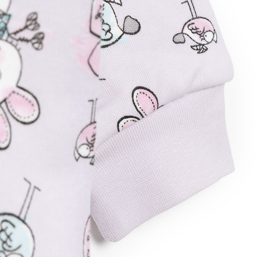 Kız Bebek Uyku Tulum İnterlok Fermuarlı 2 TOG Bisiklet Yaka Uzun Kol