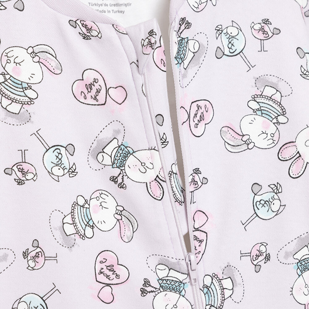 Kız Bebek Uyku Tulum İnterlok Fermuarlı 2 TOG Bisiklet Yaka Uzun Kol