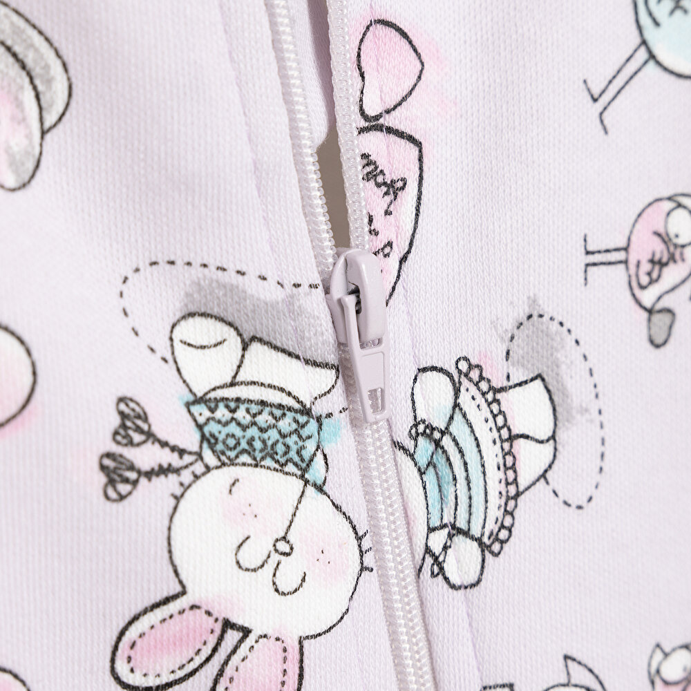 Kız Bebek Uyku Tulum İnterlok Fermuarlı 2 TOG Bisiklet Yaka Uzun Kol