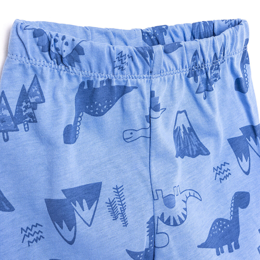 Uzun Kol Dinazor Desenli Bisiklet Yaka Pijama Takımı