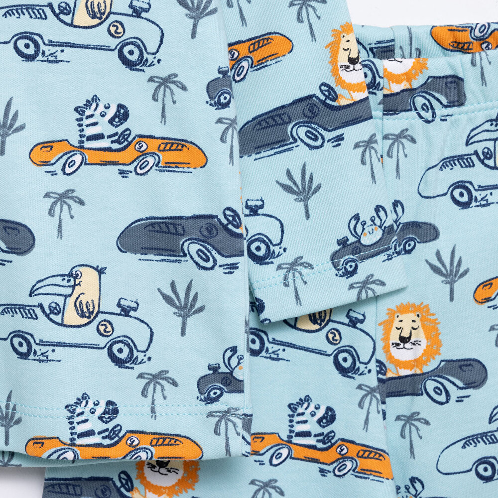 Uzun Kol Gömlek Yaka Safari Desenli Pijama Takımı