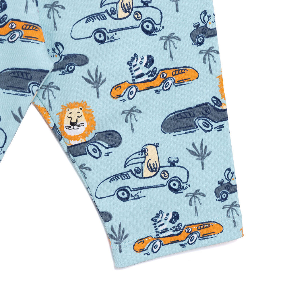 Uzun Kol Gömlek Yaka Safari Desenli Pijama Takımı