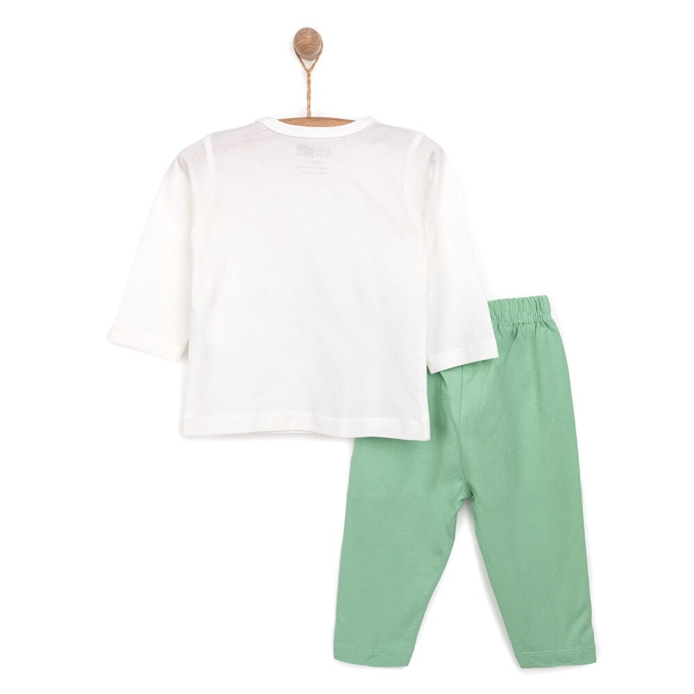 Uzun Kol Köpek Desenli Bisiklet Yaka Pijama Takımı