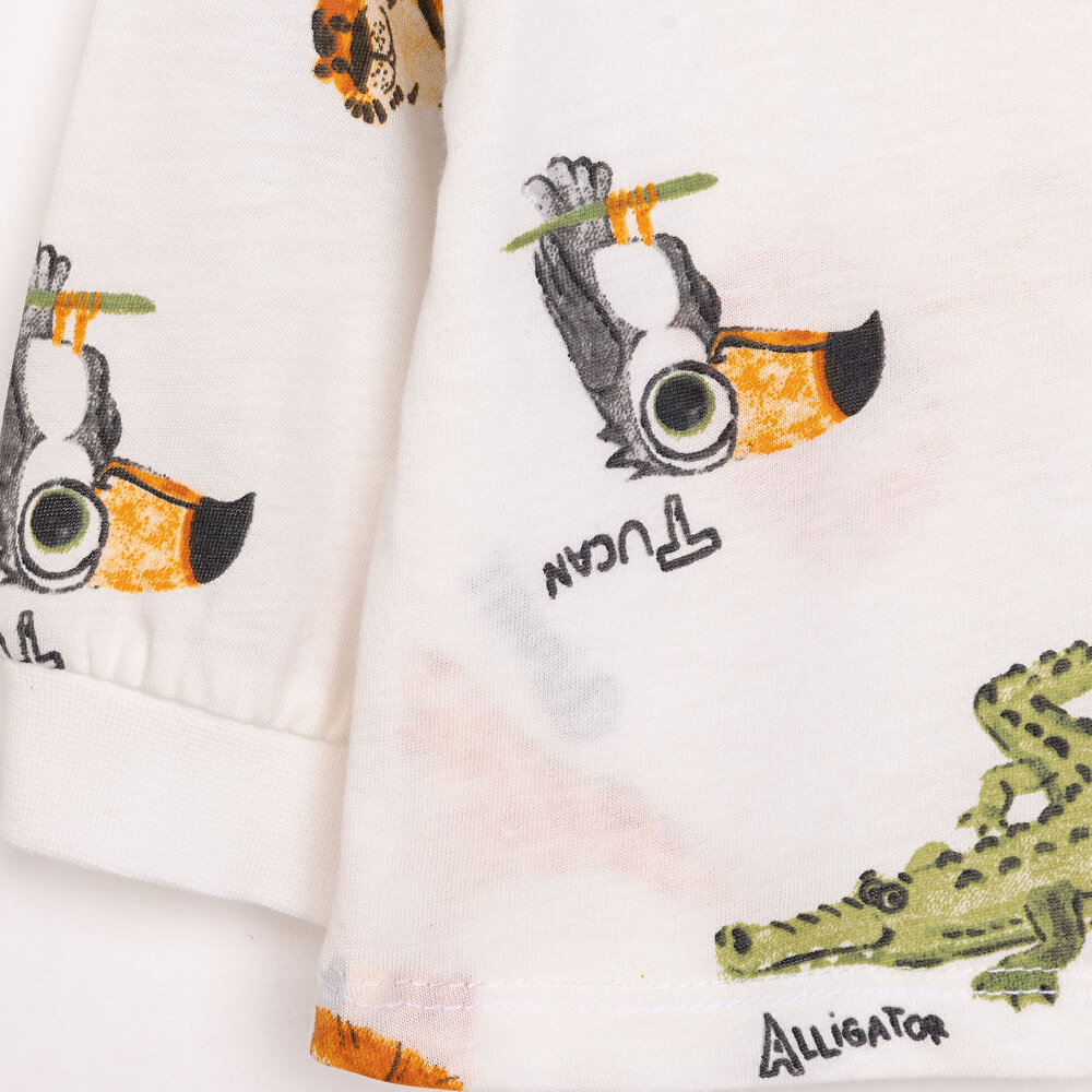 Uzun Kol Safari Desenli Bisiklet Yaka Pijama Takımı