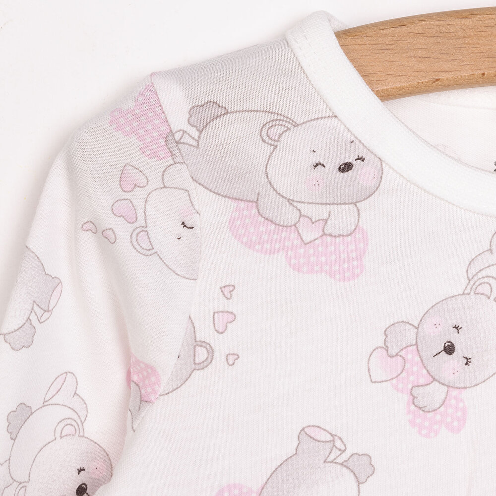 Kız Sevimli Ayı Desenli Uzun Kol Pijama Takımı