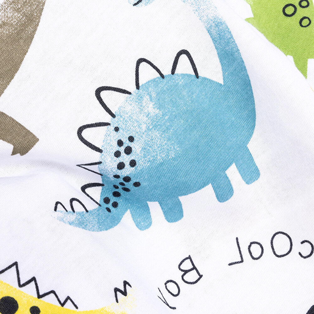 Uzun Kol Sevimli Dinazor Desenli Bisiklet Yaka Pijama Takımı