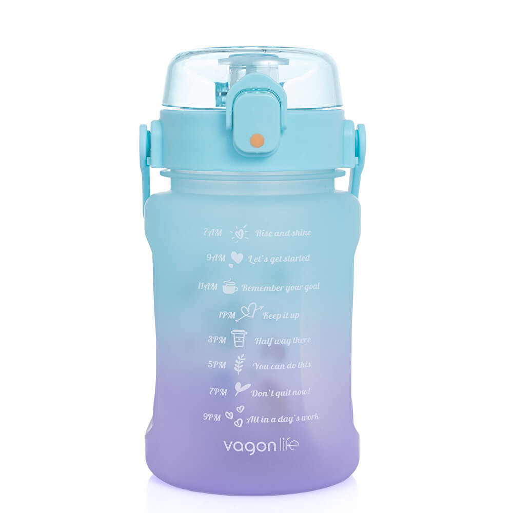 VAGONLİFE 1000 ML SOFT-TOUCH MOTİVASYON SU MATARASI MAVİ-PEMBE