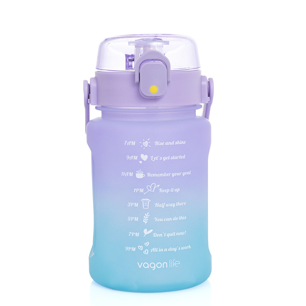 VAGONLİFE 1000 ML SOFT-TOUCH MOTİVASYON SU MATARASI Mor-Mavi