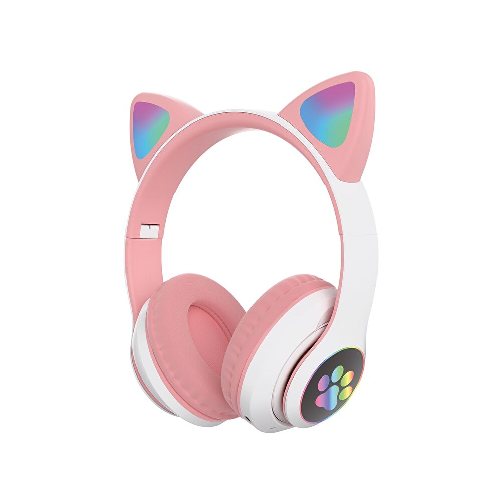  Wireless 5.3 Stereo Peluş Kedili Kulak Üstü Bluetooth Kulaklık Beyaz BTL-44