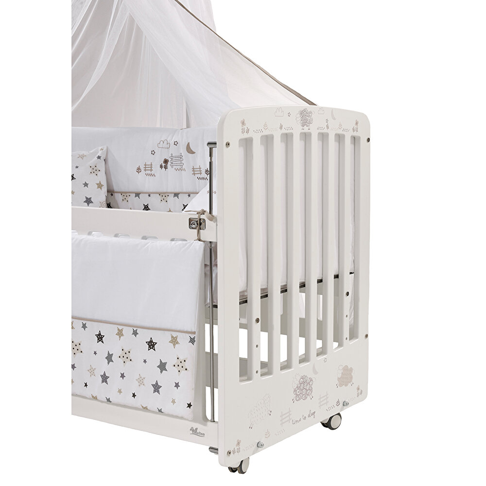 Woody Anne Yanı Ahşap Sallanır ve Asansörlü Beşik Beşik 60x120 cm