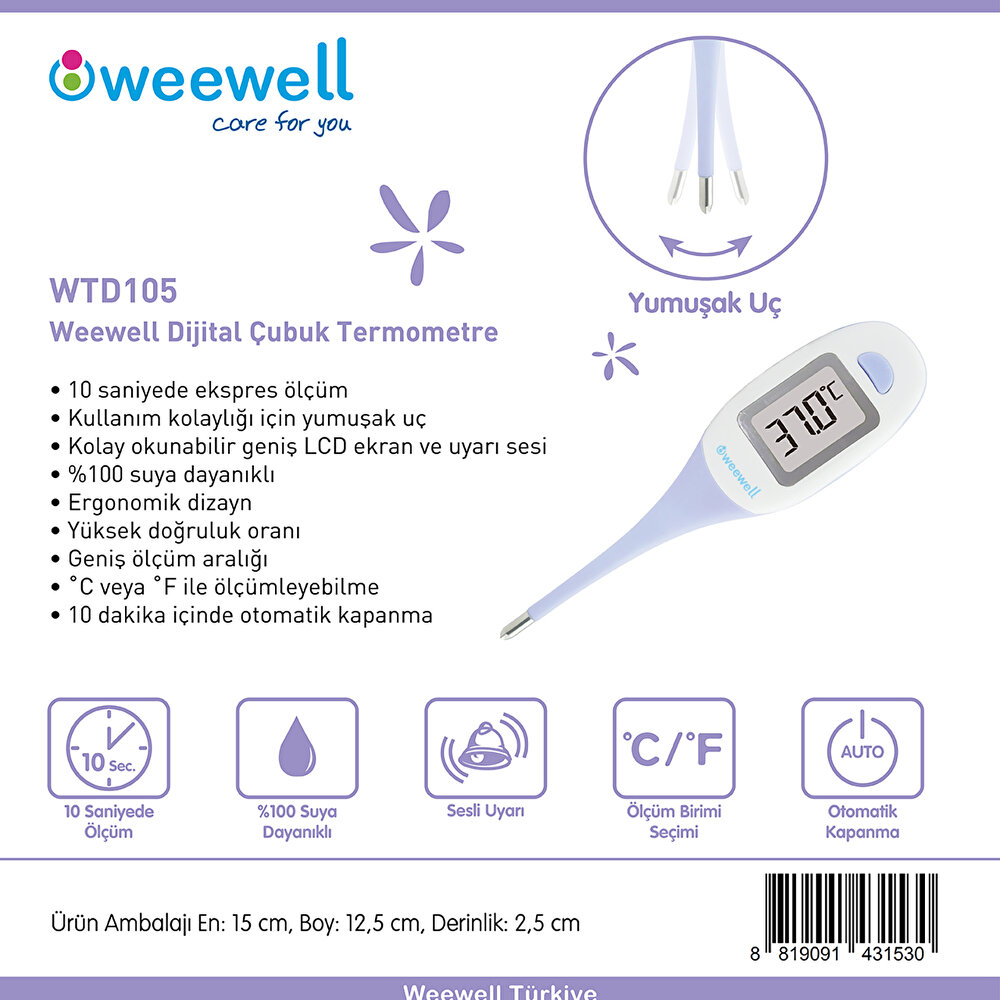 WTD105 Geniş Lcd Ekran Dijital Çubuk Ateş Ölçer