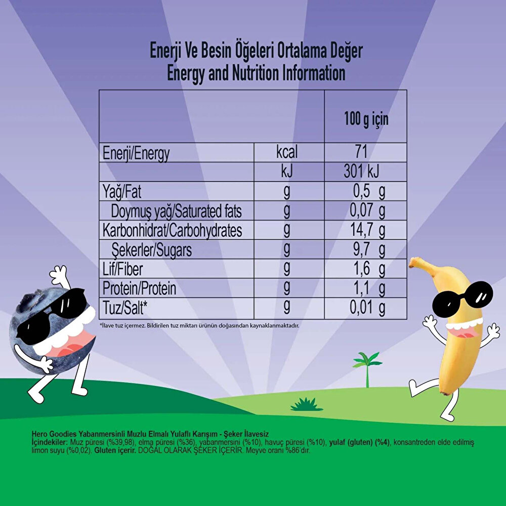 Yaban Mersinli Muz Yulaf Püresi 100gr