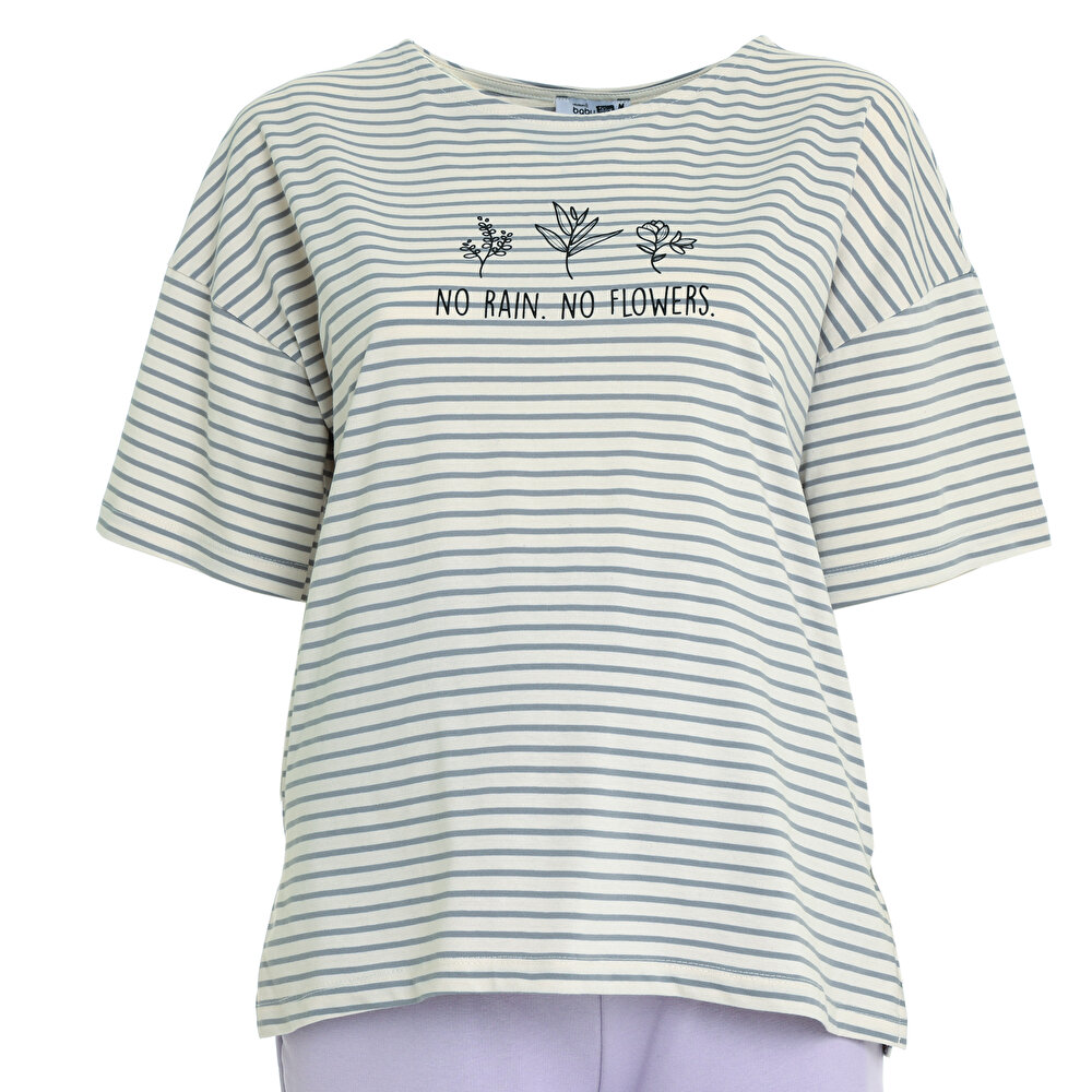 Yarım Kol Çizgili Hamile Tshirt Anne Giyim