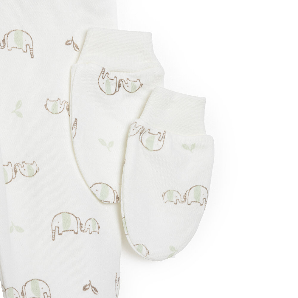 Erkek Bebek Yenidoğan 5'li Askı Hastane Çıkışı %100 Pamuk Çıtçıtlı Bisiklet Yaka Uzun Kol Mint