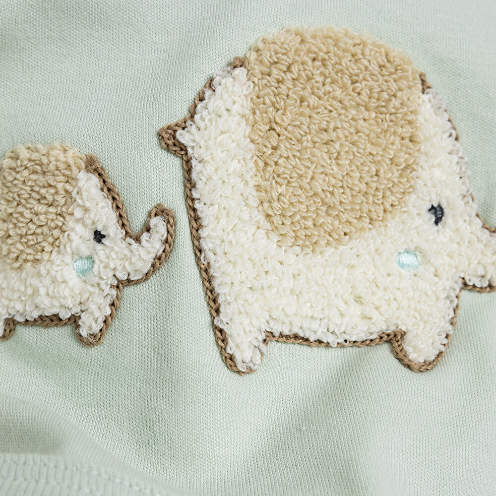 Erkek Bebek Yenidoğan 5'li Askı Hastane Çıkışı %100 Pamuk Çıtçıtlı Bisiklet Yaka Uzun Kol Mint