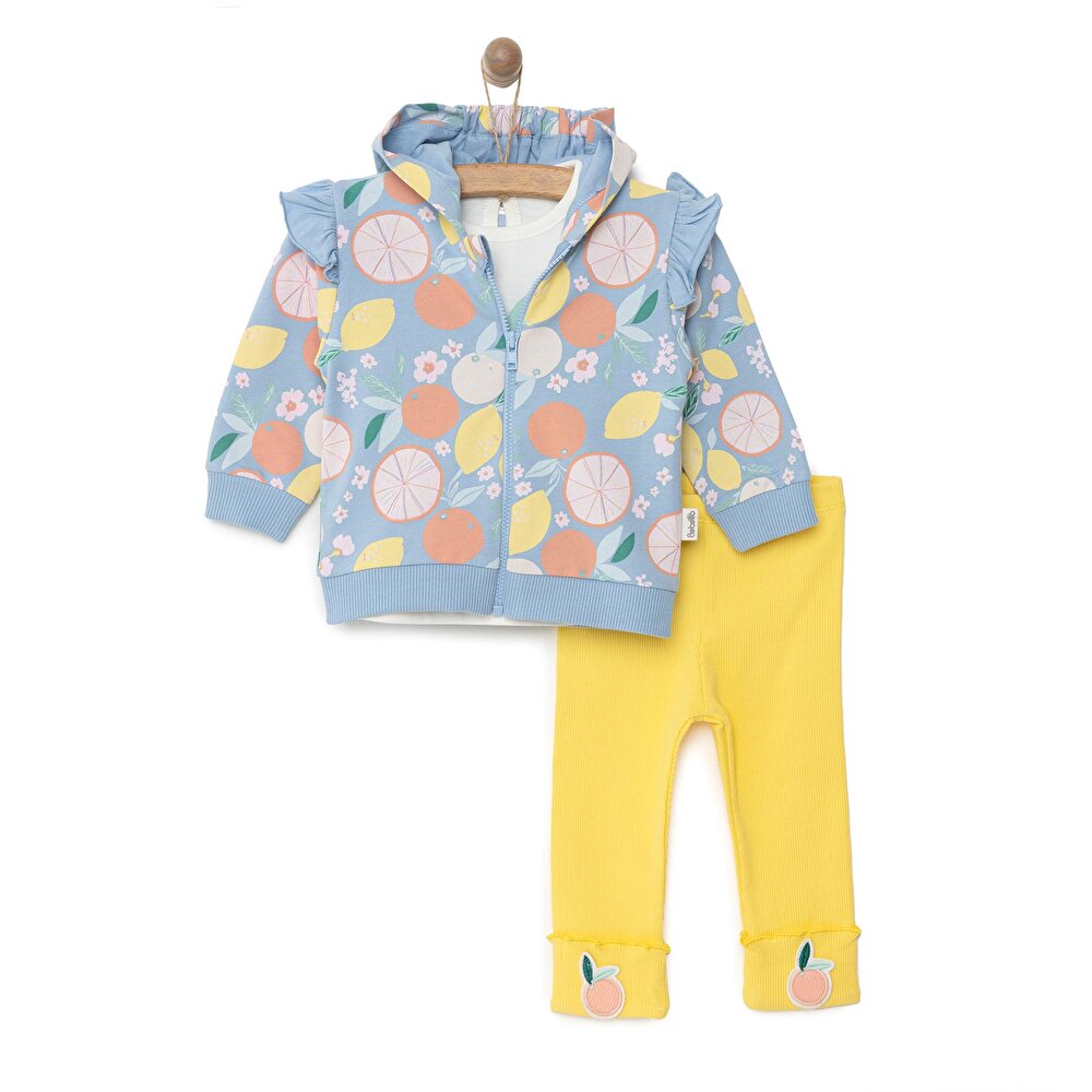 Yenidoğan Aloha Sweatshirt-Kapüşonlu Hırka-Alt 3lü Takım Kız Bebek