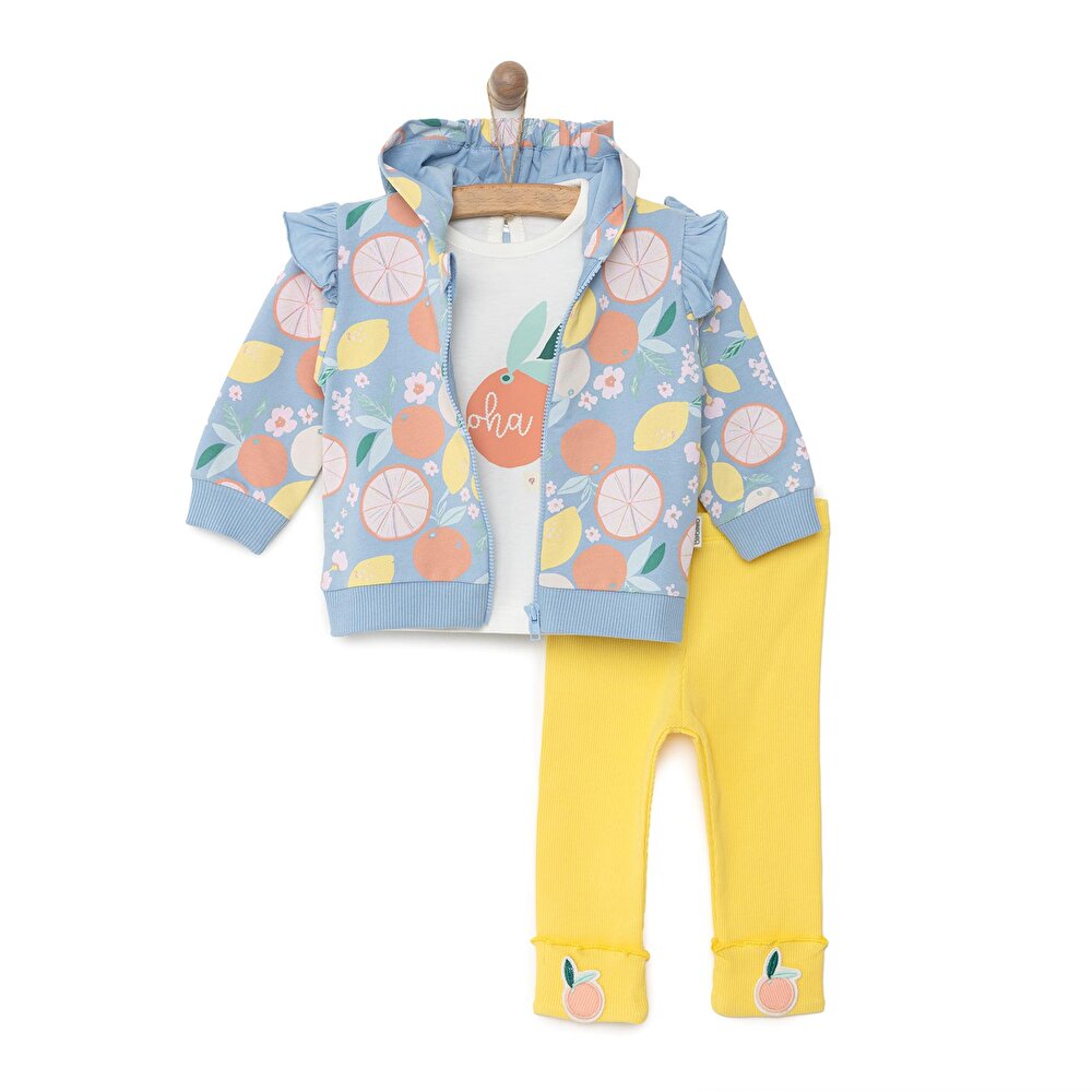 Yenidoğan Aloha Sweatshirt-Kapüşonlu Hırka-Alt 3lü Takım Kız Bebek