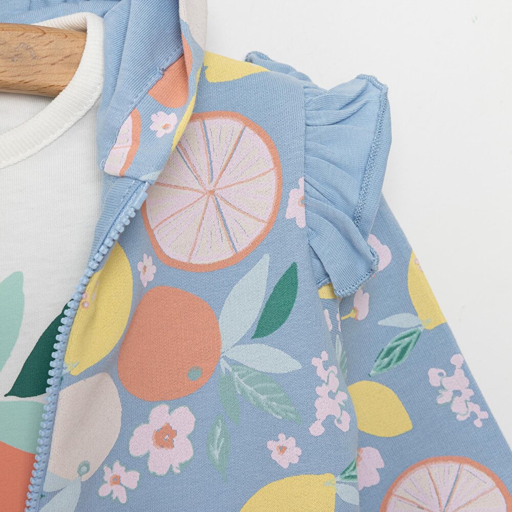 Yenidoğan Aloha Sweatshirt-Kapüşonlu Hırka-Alt 3lü Takım Kız Bebek