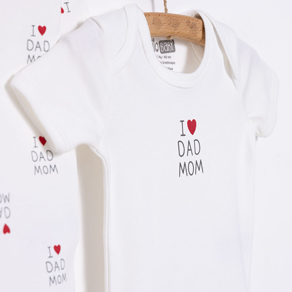 Unisex Yenidoğan Tulum Body Şapka 3'lü Set %100 Pamuk Çıtçıtlı Yaka Uzun Kol Ekru