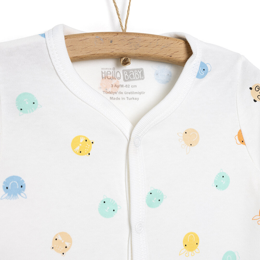 Yenidoğan Bebek Jungle Kendinden Eldivenli Tulum-Body-Şapka 3lü Set Unisex