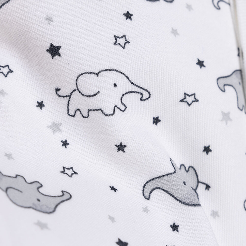 Yenidoğan Bebek Sevimli Fil Kendinden Eldivenli Tulum-Body- Şapka 3lü Set Unisex