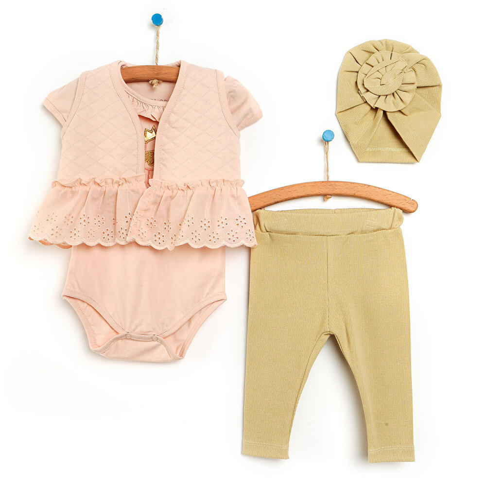 Yenidoğan Birds and Flowers Şapka-Body-Patiksiz Alt Kız Bebek
