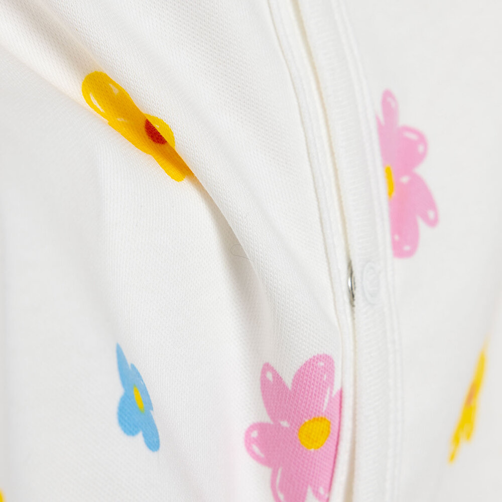 Yenidoğan Çiçek Baskılı Kız Tulum-Şapka Kız Bebek