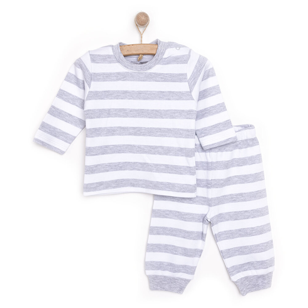 Unisex Yenidoğan Sweatshirt Patiksiz Alt İnterlok Çıtçıtlı Bisiklet Yaka Uzun Kol