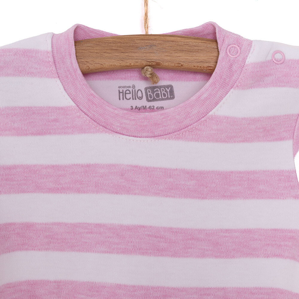 Unisex Yenidoğan Sweatshirt Patiksiz Alt İnterlok Çıtçıtlı Bisiklet Yaka Uzun Kol