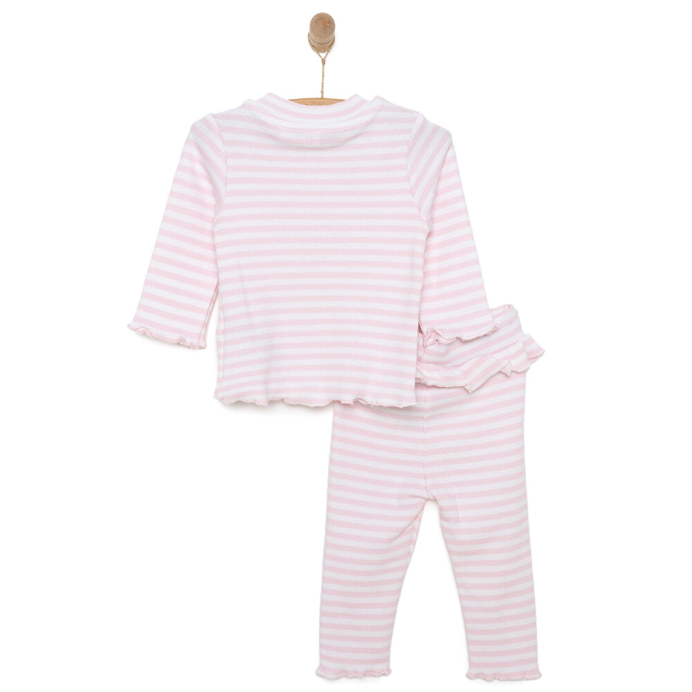 Yenidoğan Çizgili Unisex Sweatshirt-Patiksiz Alt 2li Takım Kız Bebek