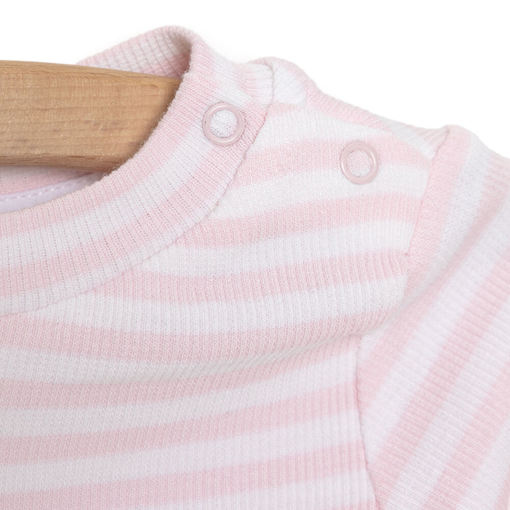 Yenidoğan Çizgili Unisex Sweatshirt-Patiksiz Alt 2li Takım Kız Bebek