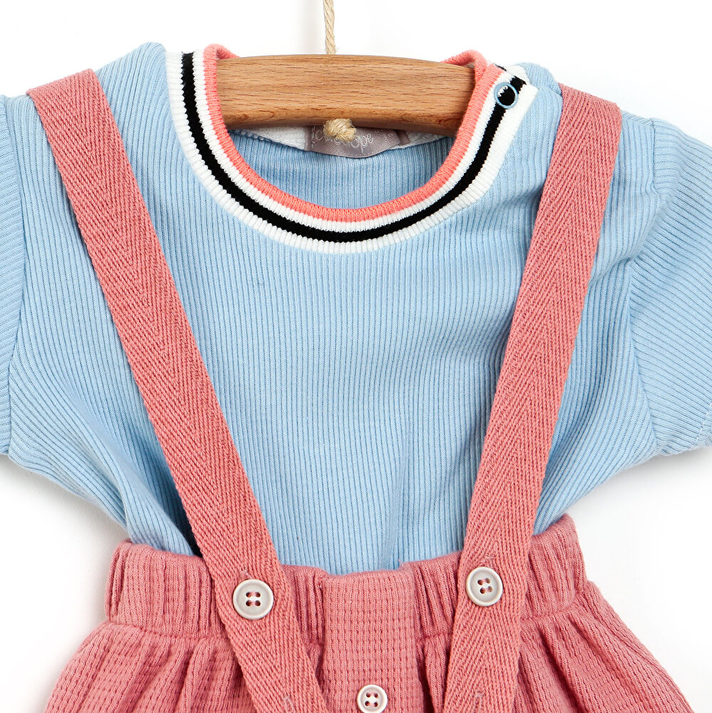 Yenidoğan Colorful Giraffes Salopet-Tshirt 2li Takım Erkek Bebek