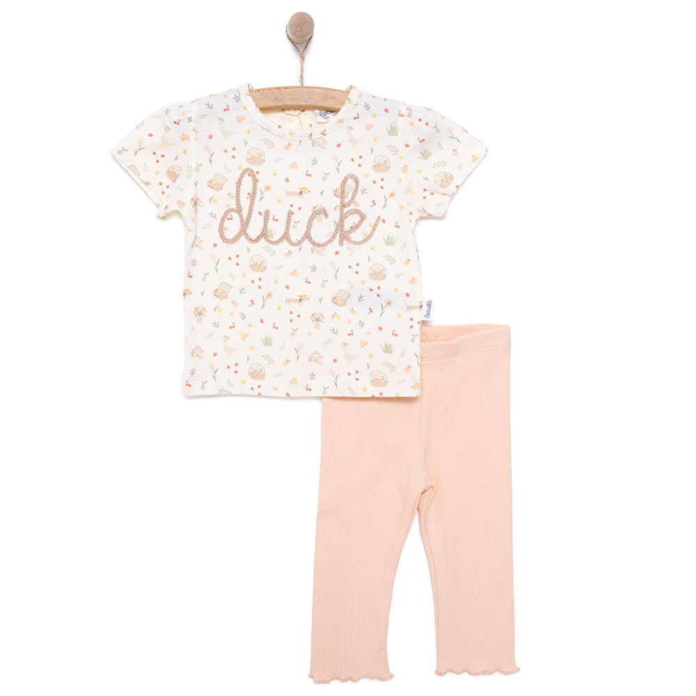 Yenidoğan Cute Duck Tshirt-Patiksiz Alt Kız Bebek