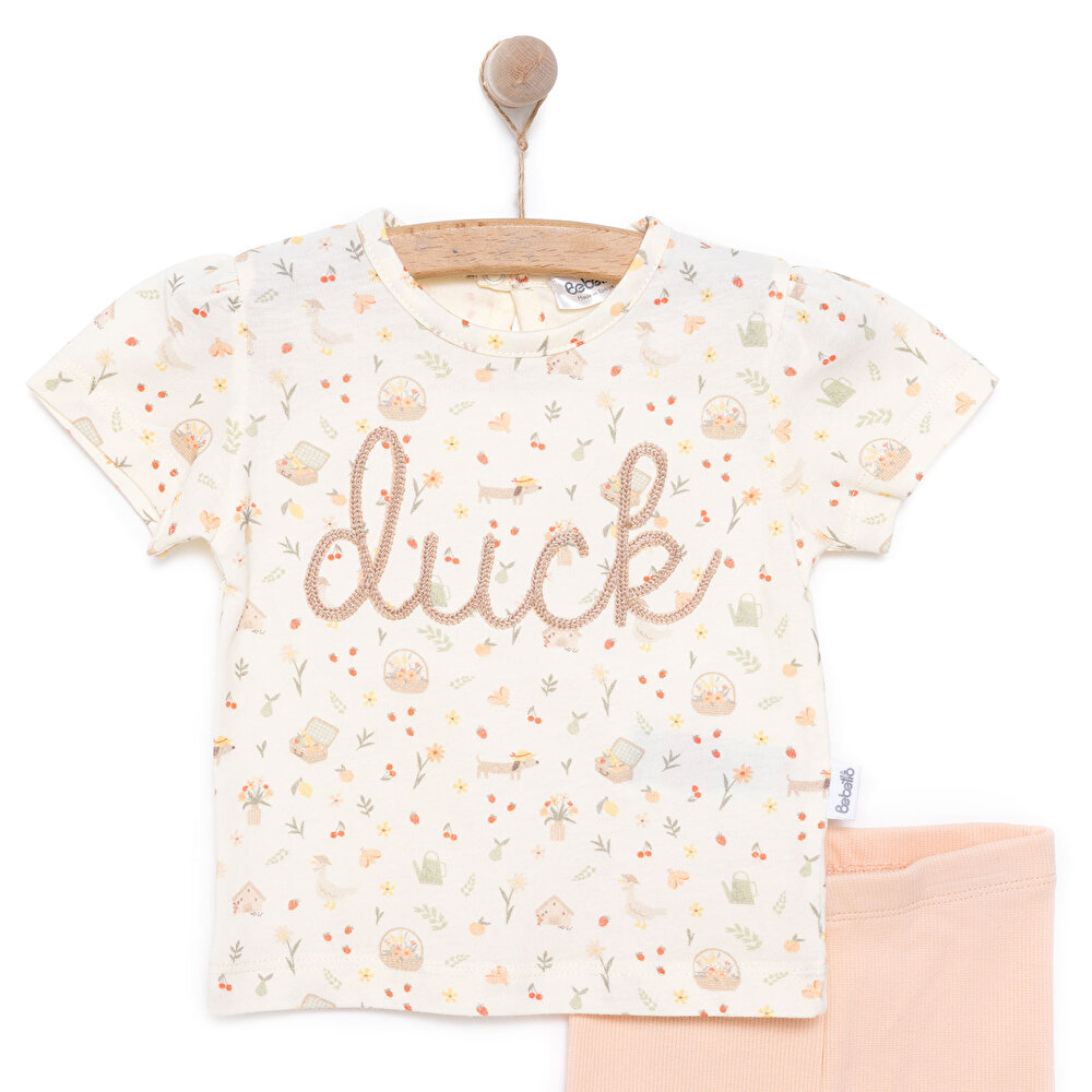 Yenidoğan Cute Duck Tshirt-Patiksiz Alt Kız Bebek