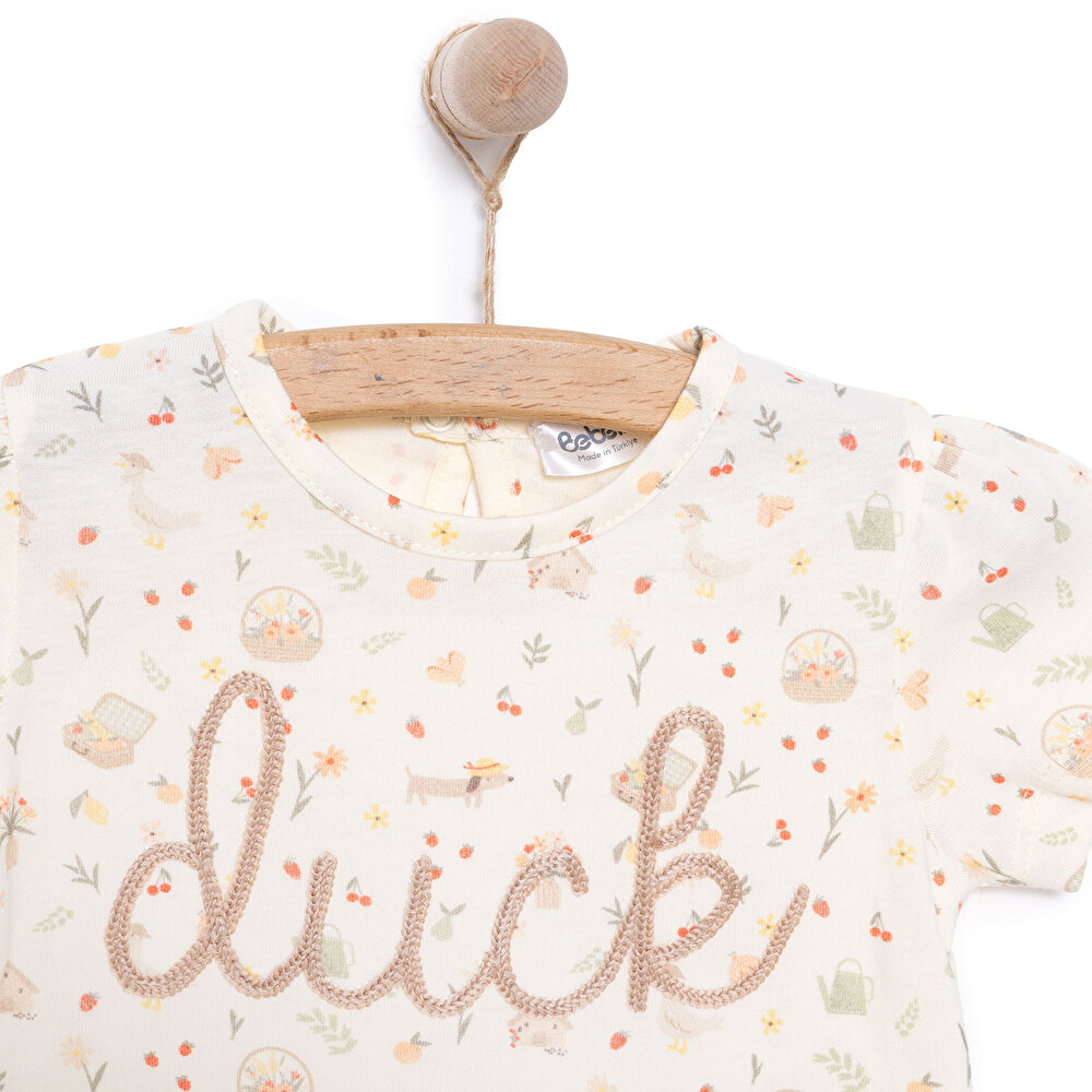 Yenidoğan Cute Duck Tshirt-Patiksiz Alt Kız Bebek