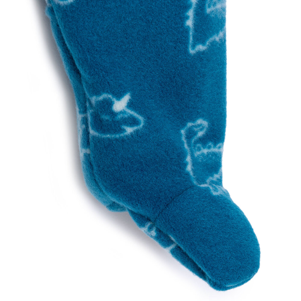 Yenidoğan Desenli Erkek Bebek Polar Patikli Tulum Erkek Bebek