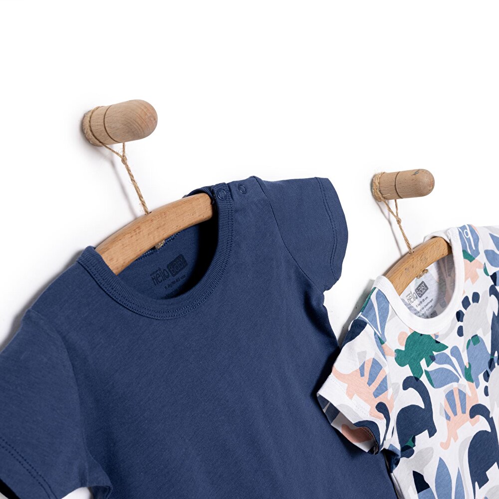 Yenidoğan Erkek 2li Kısa Tulum Erkek Bebek