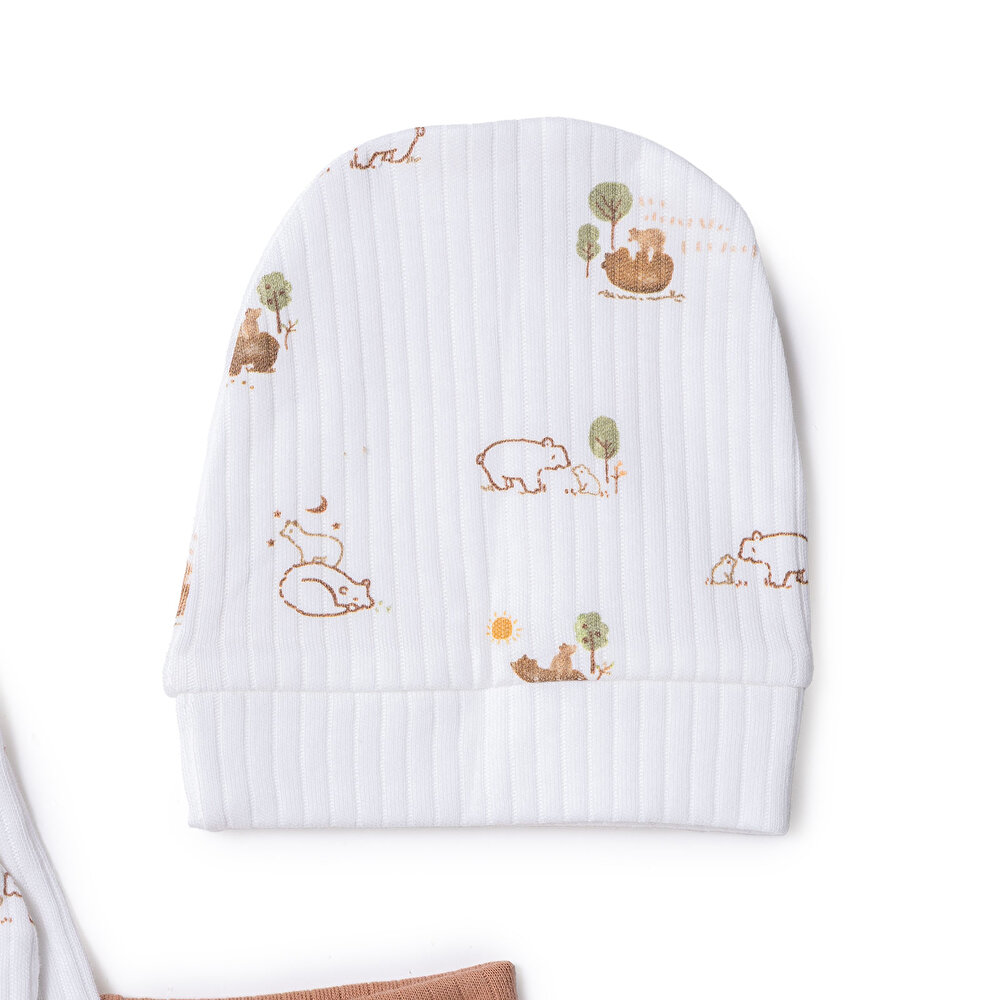 Yenidoğan Erkek Ayıcık Desenli Prematüre Set Erkek Bebek