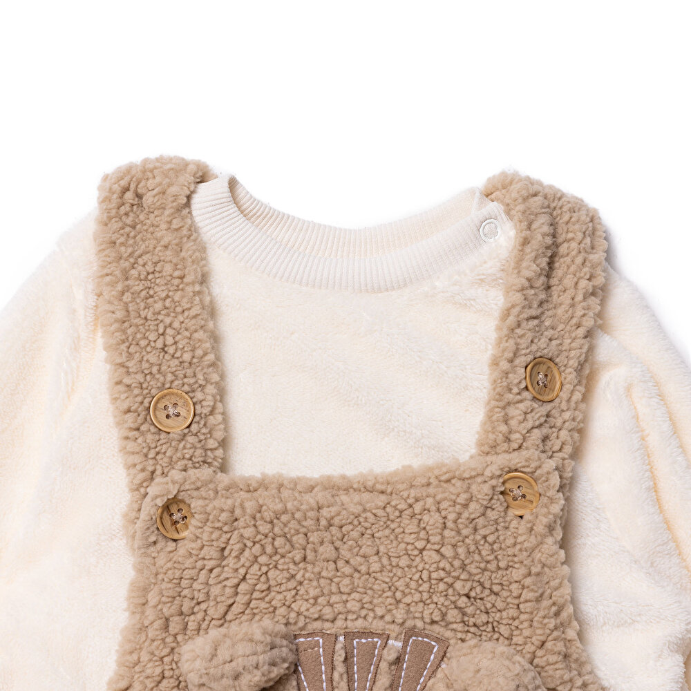 Yenidoğan Erkek Bebek Salopet-Sweatshirt Düğmeli Modelli Yaka Uzun Kol Patiksiz
