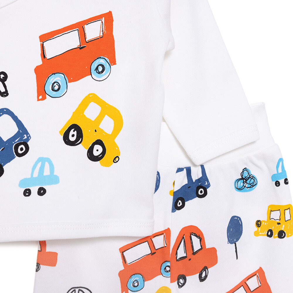 Yenidoğan Erkek Bebek Taşıtlar Zıbın-Şapka-Patikli Alt 3lü Set Erkek Bebek