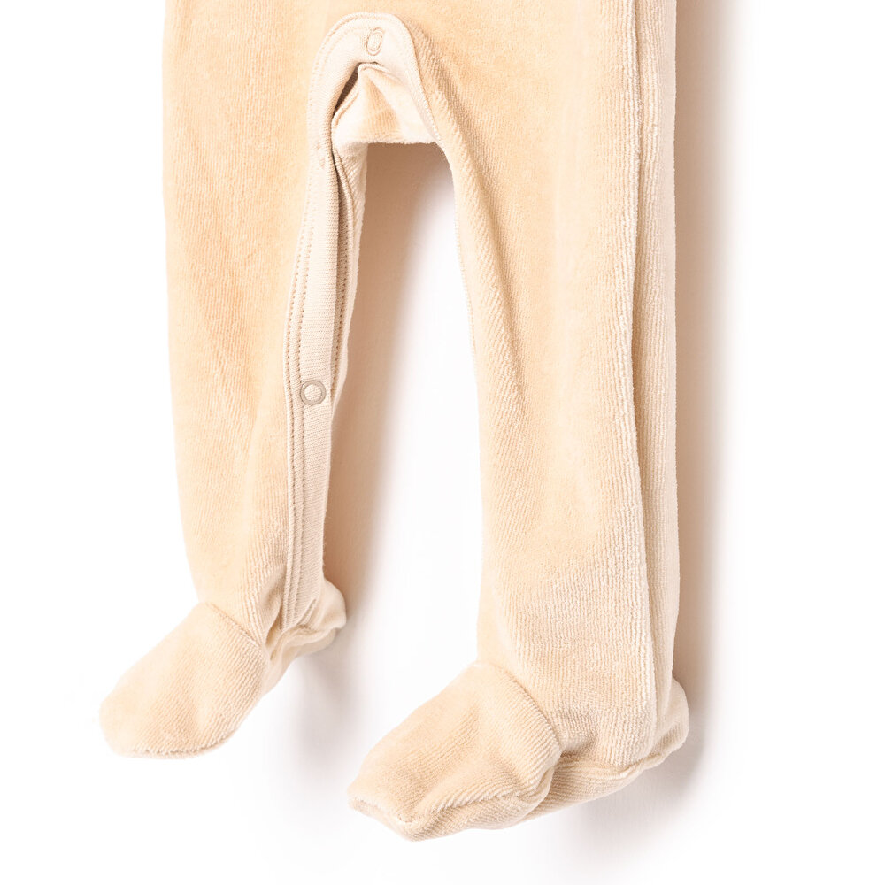 Yenidoğan Erkek Nakışlı Kadife Patikli Tulum Erkek Bebek