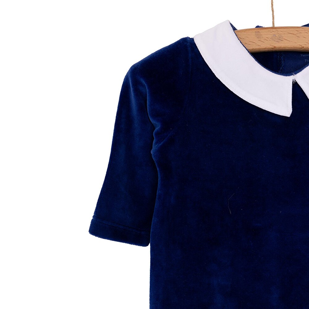 Yenidoğan Erkek Nakışlı Kadife Patikli Tulum Erkek Bebek