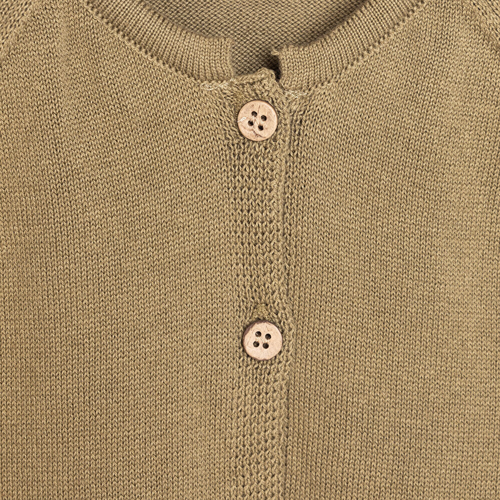 Erkek Bebek Triko Patiksiz Tulum Düğmeli Uzun Kol