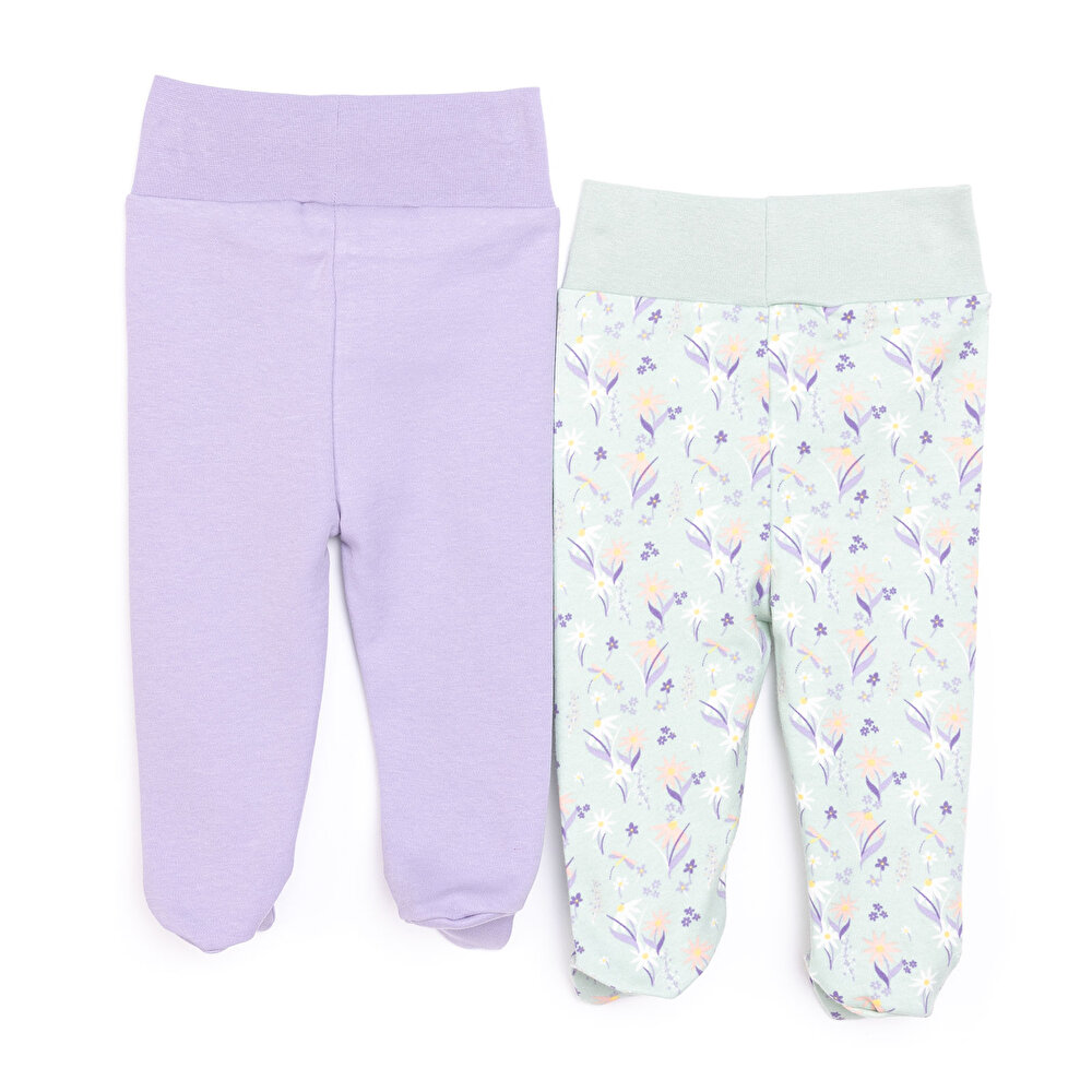 Yenidoğan Geniş Bel Güneş Desenli  2li Patikli Alt Kız Bebek